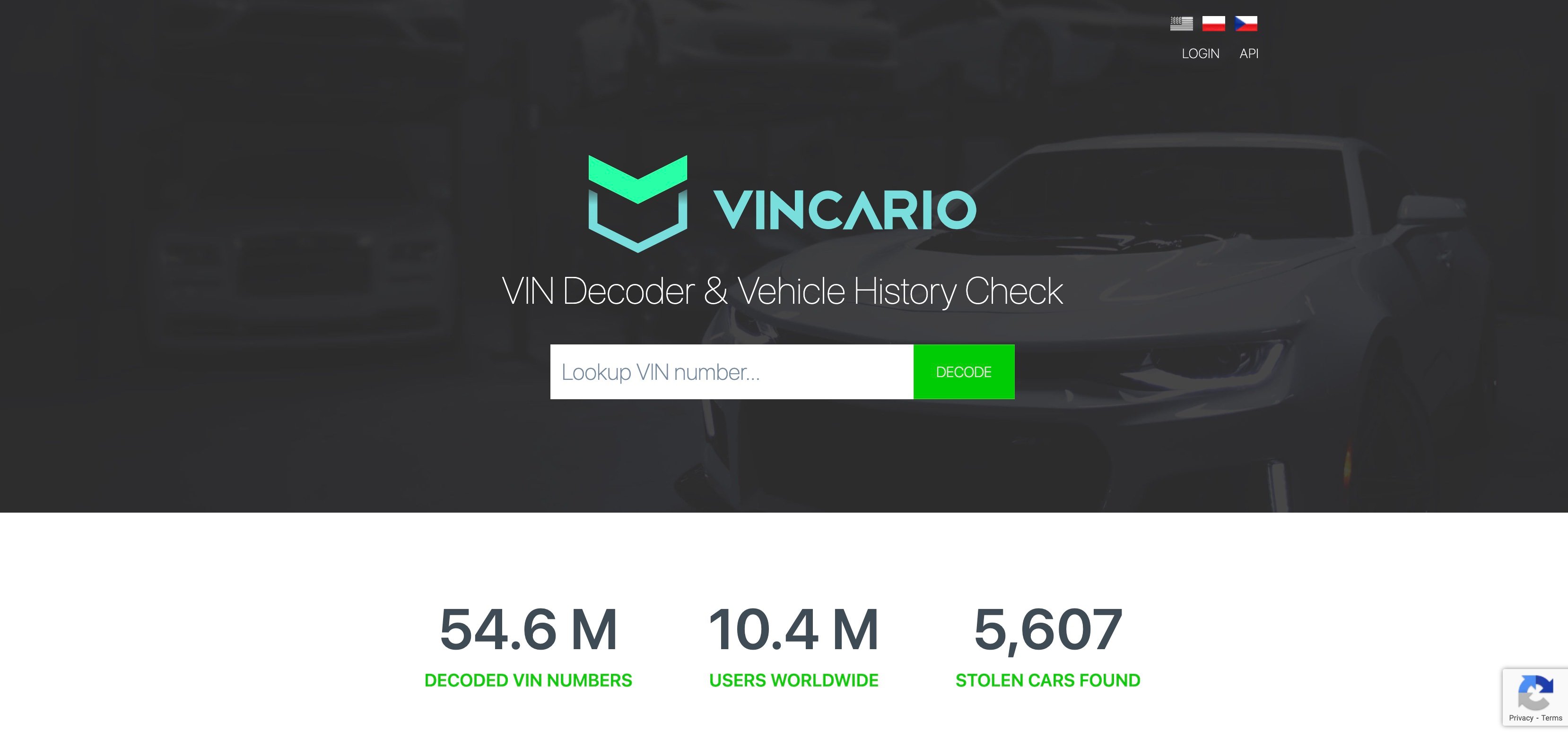 a Vindecoder autós történelemmel foglalkozó weboldal honlapjának áttekintése